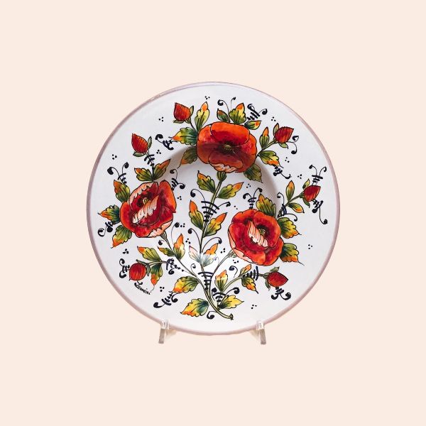 SET OF FRUIT OR DESSERT PLATES OF CM. 23 DIAMETER, PAPAVERO CENTRALE